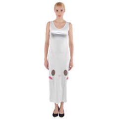 Rabbit Cute Animal White Fitted Maxi Dress