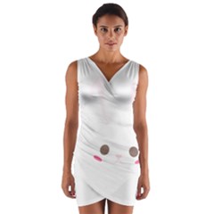 Rabbit Cute Animal White Wrap Front Bodycon Dress