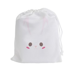 Rabbit Cute Animal White Drawstring Pouches (XXL)