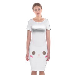 Rabbit Cute Animal White Classic Short Sleeve Midi Dress