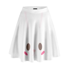 Rabbit Cute Animal White High Waist Skirt