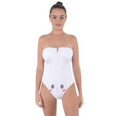 Rabbit Cute Animal White Tie Back One Piece Swimsuit