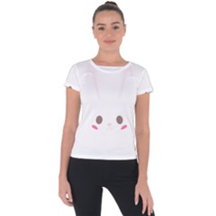 Rabbit Cute Animal White Short Sleeve Sports Top 