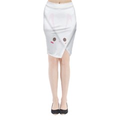 Rabbit Cute Animal White Midi Wrap Pencil Skirt