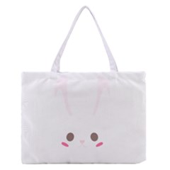 Rabbit Cute Animal White Zipper Medium Tote Bag