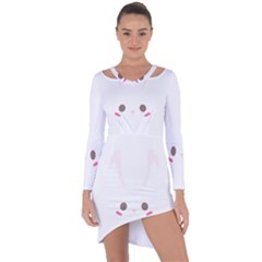 Rabbit Cute Animal White Asymmetric Cut-Out Shift Dress