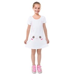 Rabbit Cute Animal White Kids  Short Sleeve Velvet Dress