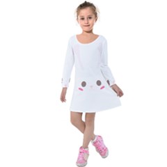 Rabbit Cute Animal White Kids  Long Sleeve Velvet Dress