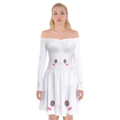 Rabbit Cute Animal White Off Shoulder Skater Dress