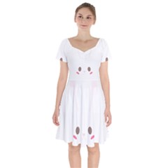 Rabbit Cute Animal White Short Sleeve Bardot Dress