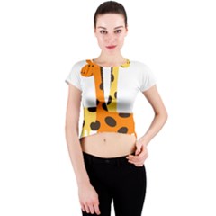 Giraffe Africa Safari Wildlife Crew Neck Crop Top by Nexatart