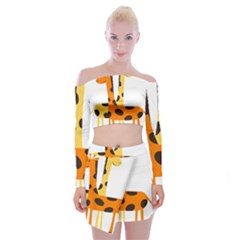 Giraffe Africa Safari Wildlife Off Shoulder Top With Skirt Set by Nexatart