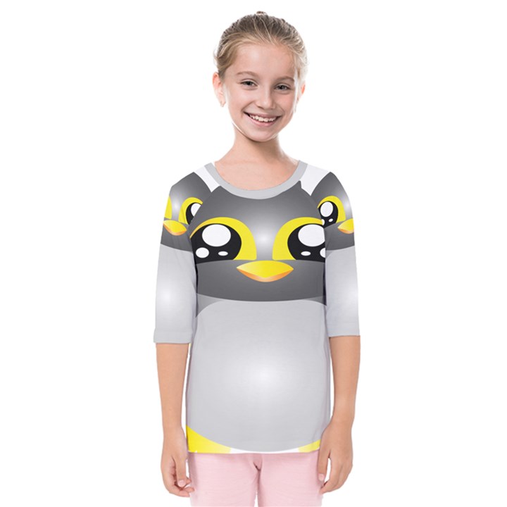 Cute Penguin Animal Kids  Quarter Sleeve Raglan Tee