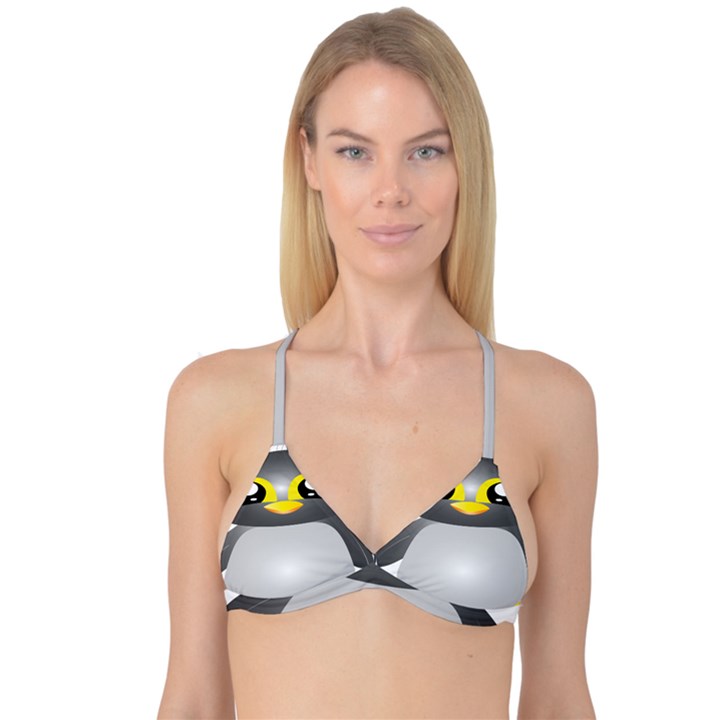 Cute Penguin Animal Reversible Tri Bikini Top