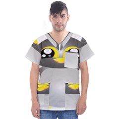 Cute Penguin Animal Men s V-neck Scrub Top