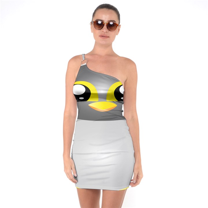 Cute Penguin Animal One Soulder Bodycon Dress