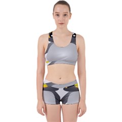 Cute Penguin Animal Work It Out Sports Bra Set