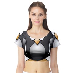 Penguin Birds Aquatic Flightless Short Sleeve Crop Top (tight Fit) by Nexatart