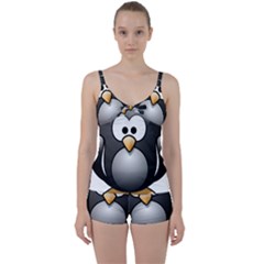 Penguin Birds Aquatic Flightless Tie Front Two Piece Tankini