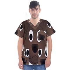 Dog Pup Animal Canine Brown Pet Men s V-neck Scrub Top