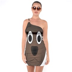 Dog Pup Animal Canine Brown Pet One Soulder Bodycon Dress by Nexatart