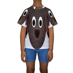 Dog Pup Animal Canine Brown Pet Kids  Short Sleeve Swimwear by Nexatart