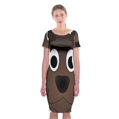 Dog Pup Animal Canine Brown Pet Classic Short Sleeve Midi Dress by Nexatart