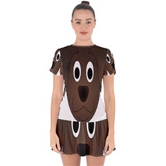 Dog Pup Animal Canine Brown Pet Drop Hem Mini Chiffon Dress by Nexatart