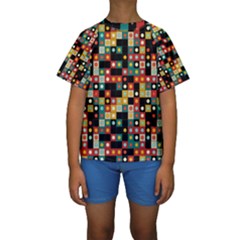 Colors On Black Kids  Short Sleeve Swimwear