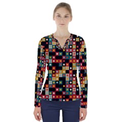 Colors On Black V-neck Long Sleeve Top by linceazul