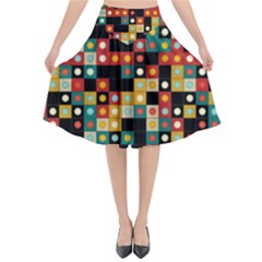 Colors On Black Flared Midi Skirt by linceazul