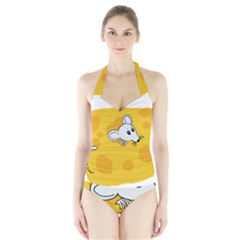 Rat Mouse Cheese Animal Mammal Halter Swimsuit by Nexatart