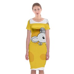 Rat Mouse Cheese Animal Mammal Classic Short Sleeve Midi Dress by Nexatart