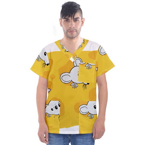 Rat Mouse Cheese Animal Mammal Men s V-neck Scrub Top by Nexatart