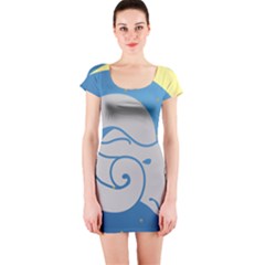 Ram Zodiac Sign Zodiac Moon Star Short Sleeve Bodycon Dress by Nexatart