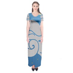 Ram Zodiac Sign Zodiac Moon Star Short Sleeve Maxi Dress by Nexatart