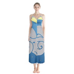 Ram Zodiac Sign Zodiac Moon Star Button Up Chiffon Maxi Dress by Nexatart