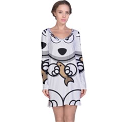 Bear Polar Bear Arctic Fish Mammal Long Sleeve Nightdress by Nexatart