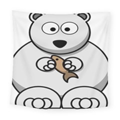 Bear Polar Bear Arctic Fish Mammal Square Tapestry (large) by Nexatart