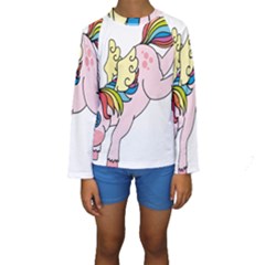 Unicorn Arociris Raimbow Magic Kids  Long Sleeve Swimwear by Nexatart