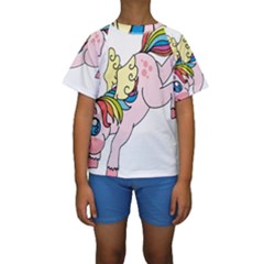 Unicorn Arociris Raimbow Magic Kids  Short Sleeve Swimwear by Nexatart