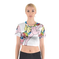 Unicorn Arociris Raimbow Magic Cotton Crop Top by Nexatart