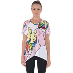 Unicorn Arociris Raimbow Magic Cut Out Side Drop Tee