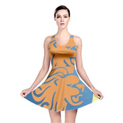 Lion Zodiac Sign Zodiac Moon Star Reversible Skater Dress by Nexatart