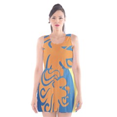 Lion Zodiac Sign Zodiac Moon Star Scoop Neck Skater Dress by Nexatart