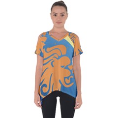 Lion Zodiac Sign Zodiac Moon Star Cut Out Side Drop Tee by Nexatart