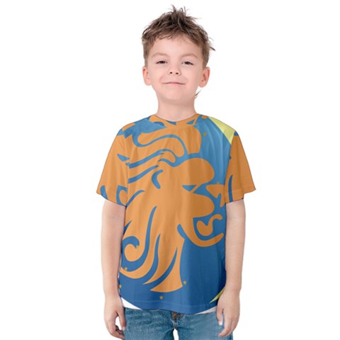 Lion Zodiac Sign Zodiac Moon Star Kids  Cotton Tee by Nexatart