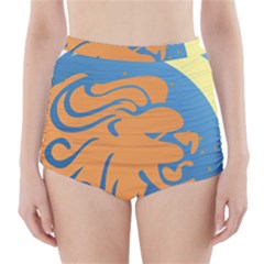 Lion Zodiac Sign Zodiac Moon Star High-waisted Bikini Bottoms by Nexatart