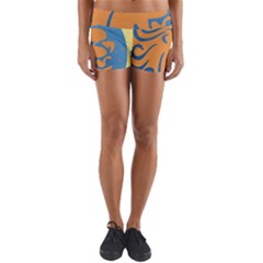 Lion Zodiac Sign Zodiac Moon Star Yoga Shorts by Nexatart