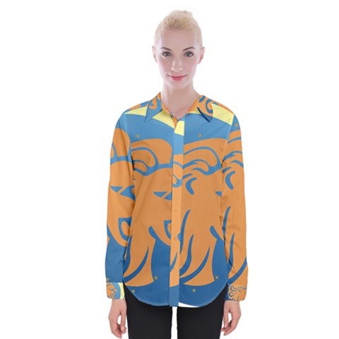 Lion Zodiac Sign Zodiac Moon Star Womens Long Sleeve Shirt by Nexatart